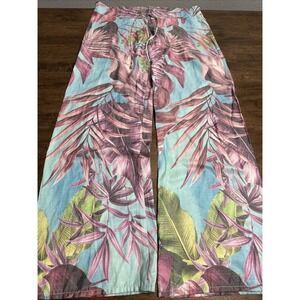PILYQ Beach Cover Up Loungewear Lounge Pants M/L Drawstring Floral Tropical